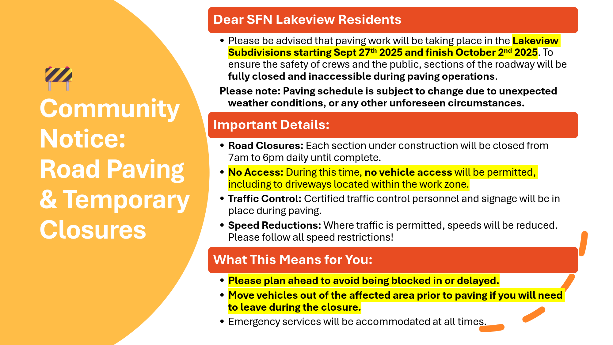 🚧🌿🪶 Community Notice: Road Paving & Temporary Closures 🪶🌿🚧 - Saulteau ...